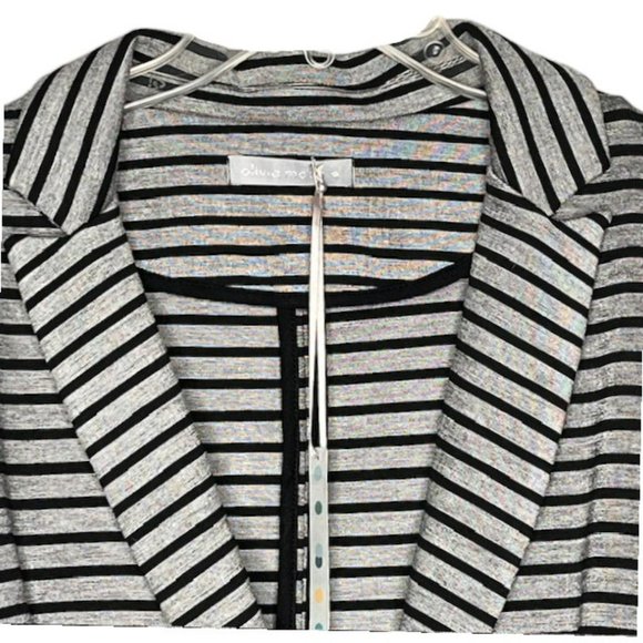 Olivia Moon Striped 1-Button Knit Blazer - Heathered Gray/Black - L - Picture 4 of 10